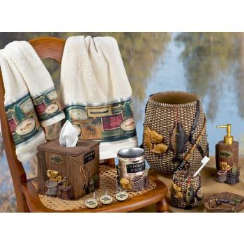 Rustic Bath Accessories - Cabin Bathroom Decor - camping hunting fishing  decor - lodge style decor - Fishing Decor - Wolf Decor - Deer Decor - Elk  Decor