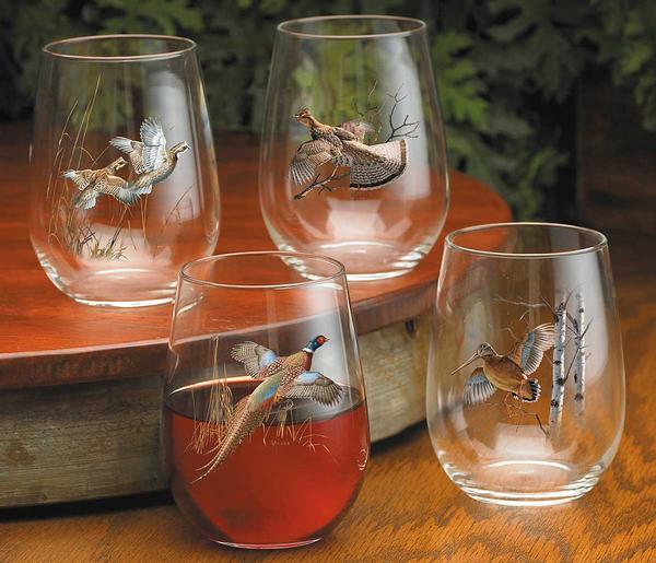 Game Fish Crystal Stemless Wine Glasses - Sportsman's Table