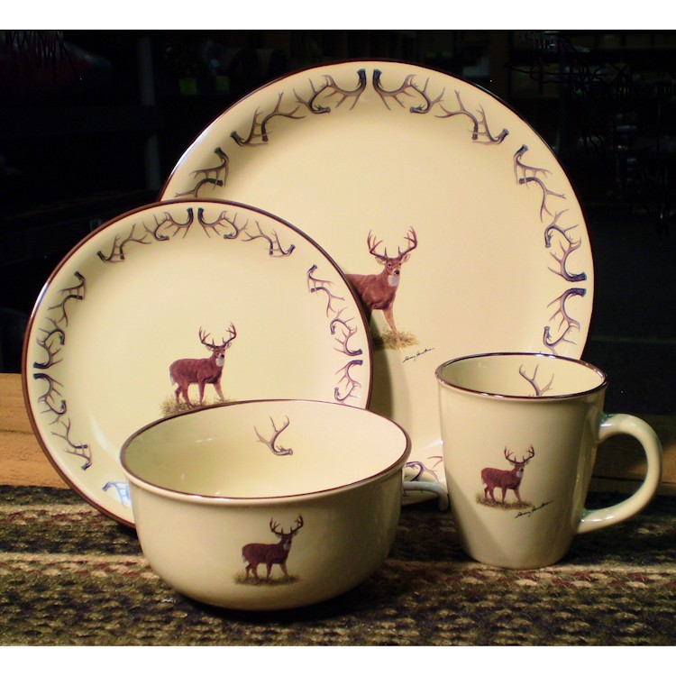 Whitetail Deer with Antler Rim Dinnerware