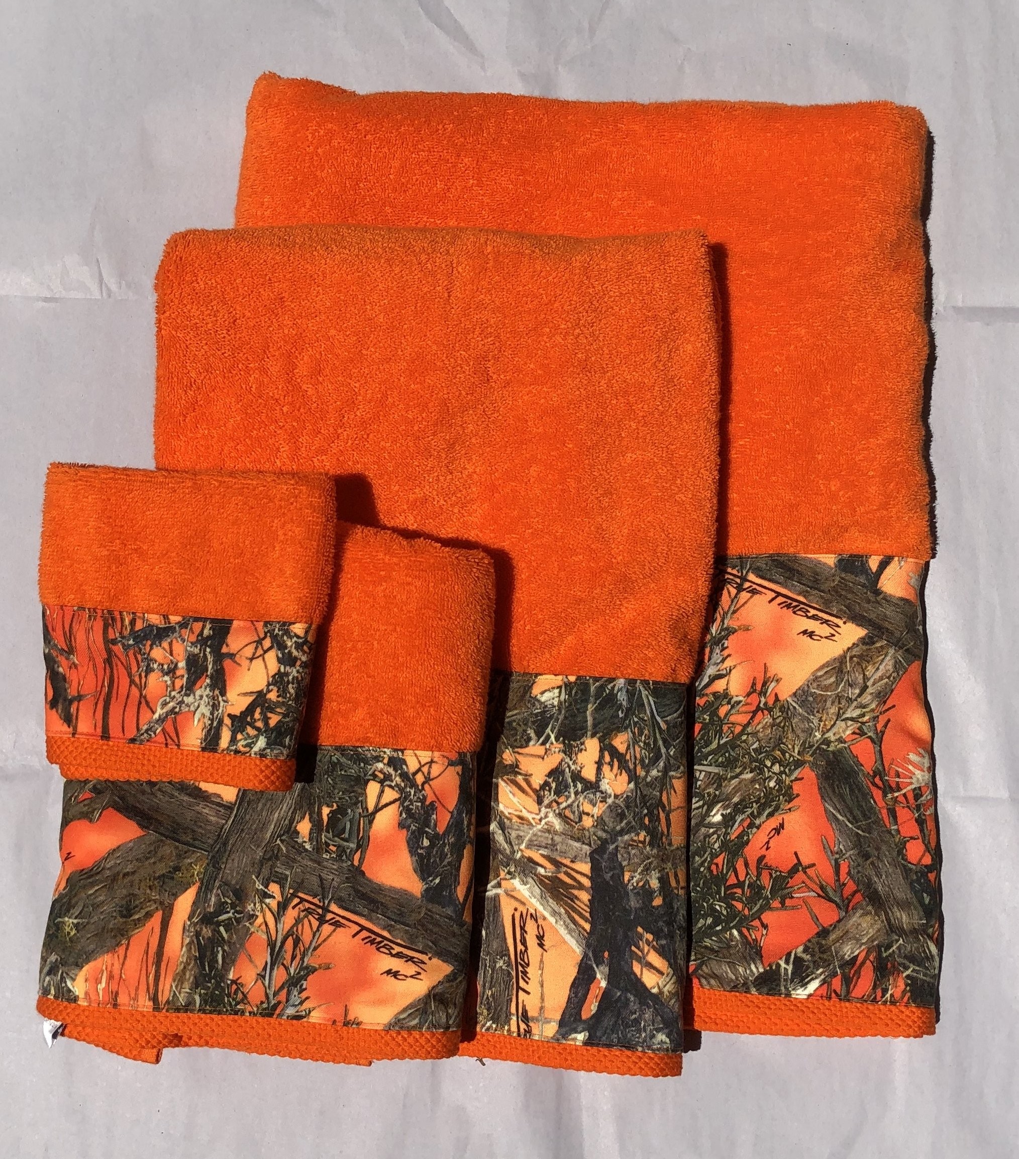 Camo Blaze-Orange Towels-Set of 4 (2 bath-towels)