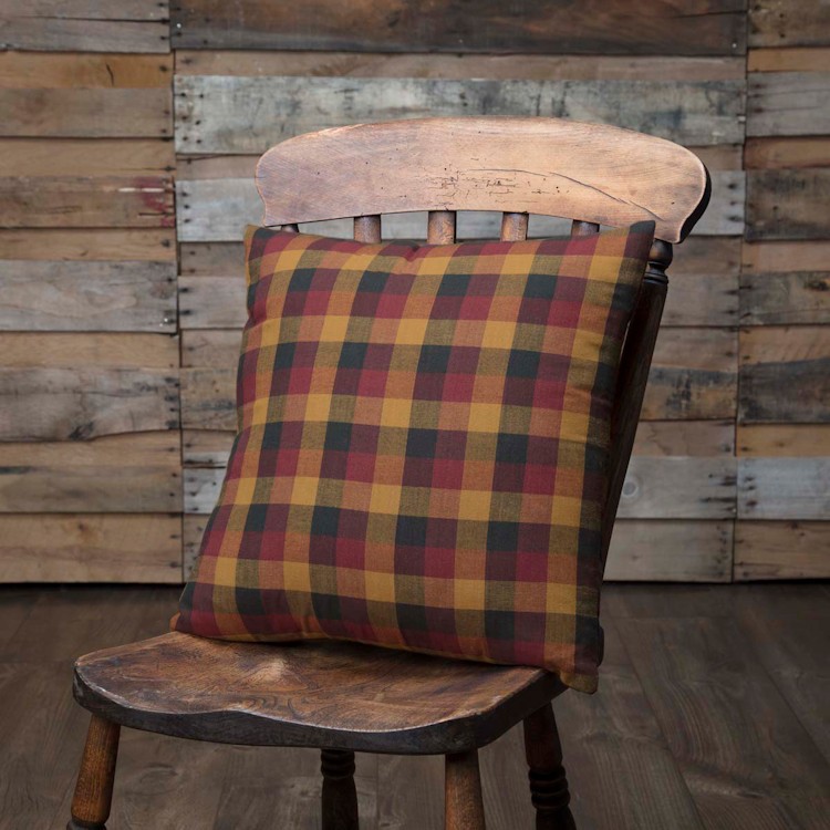 Primitive Check Star Quilted Throw Pillow