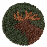Moose Hand-Hooked Wool Coaster Set of 4