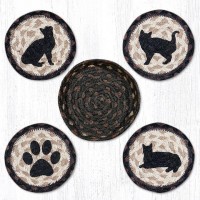 Porch Cat Jute Coasters with Basket
