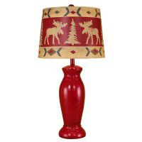 Red Jar Moose Table Lamp