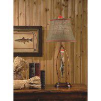 Black Forest Decor Fly Rod Trout Rustic Table Lamp