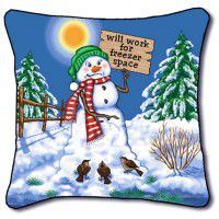 Freezer Space Snowman Pillow 