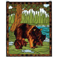 Bear Family Stained Glass Window