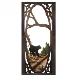 Bear Fishing Carved Screen Door