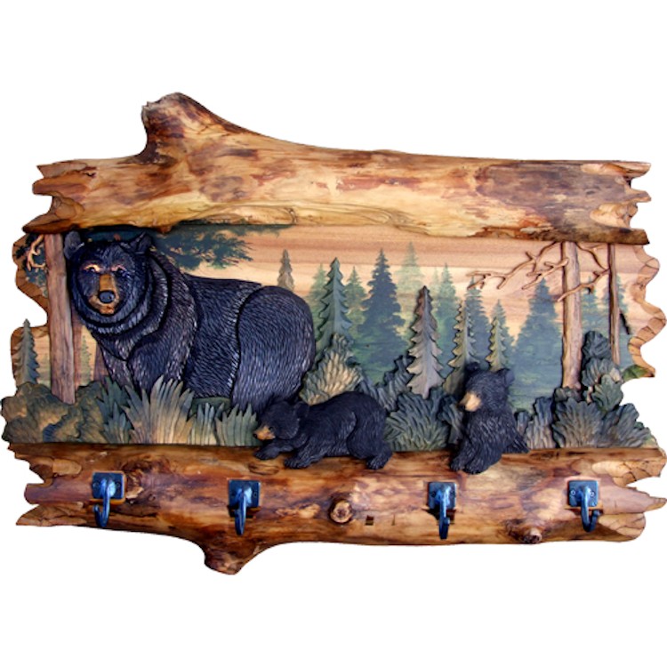 Bear Trio Carved Wood Coat Rack The Cabin Shop